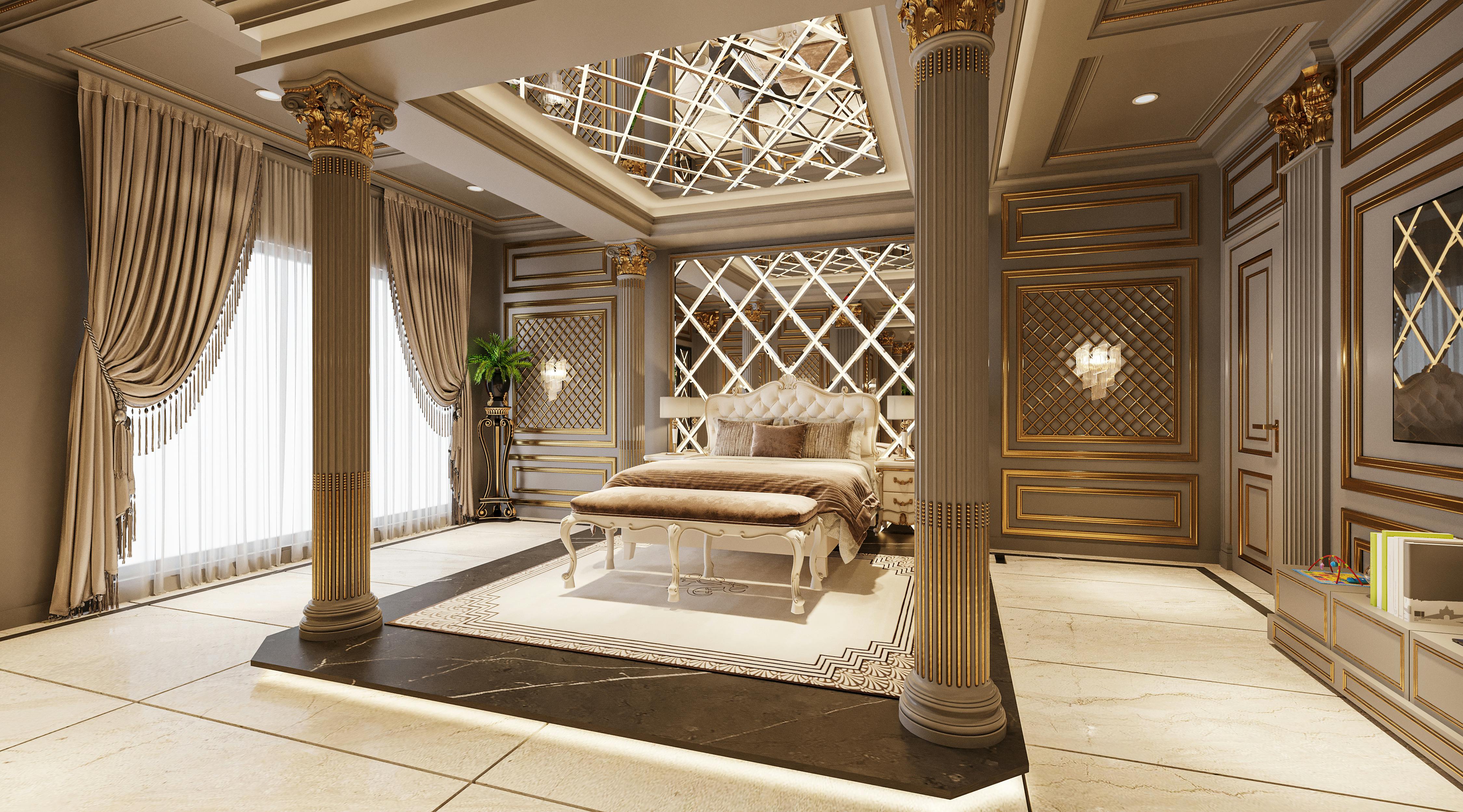 Cozy bedroom decor scene